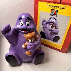 VTG 1997 McDonald's Grimace Ceramic Cookie Jar Treasure Craft With Original Box